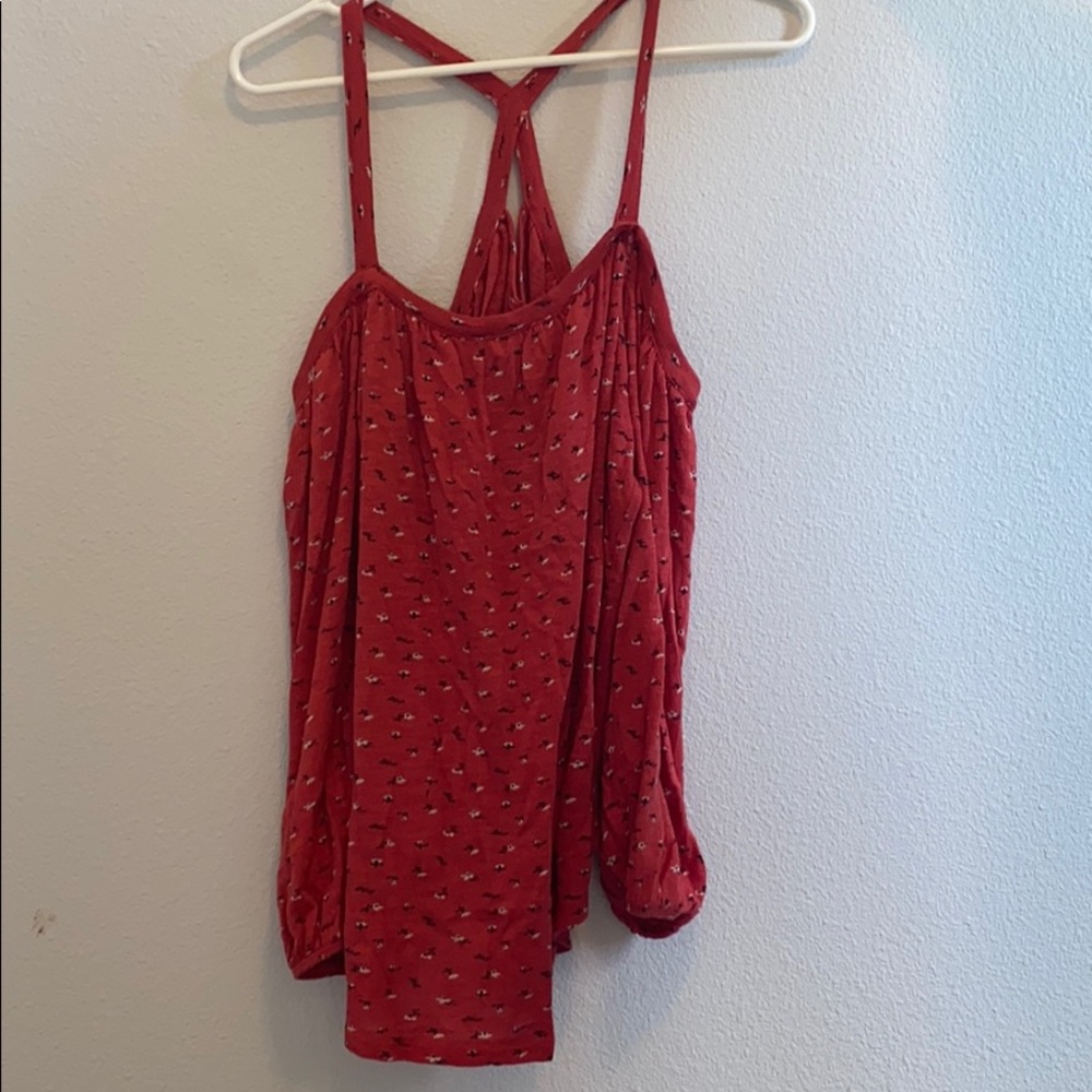 Lucky Brand patterned cold shoulder blouse